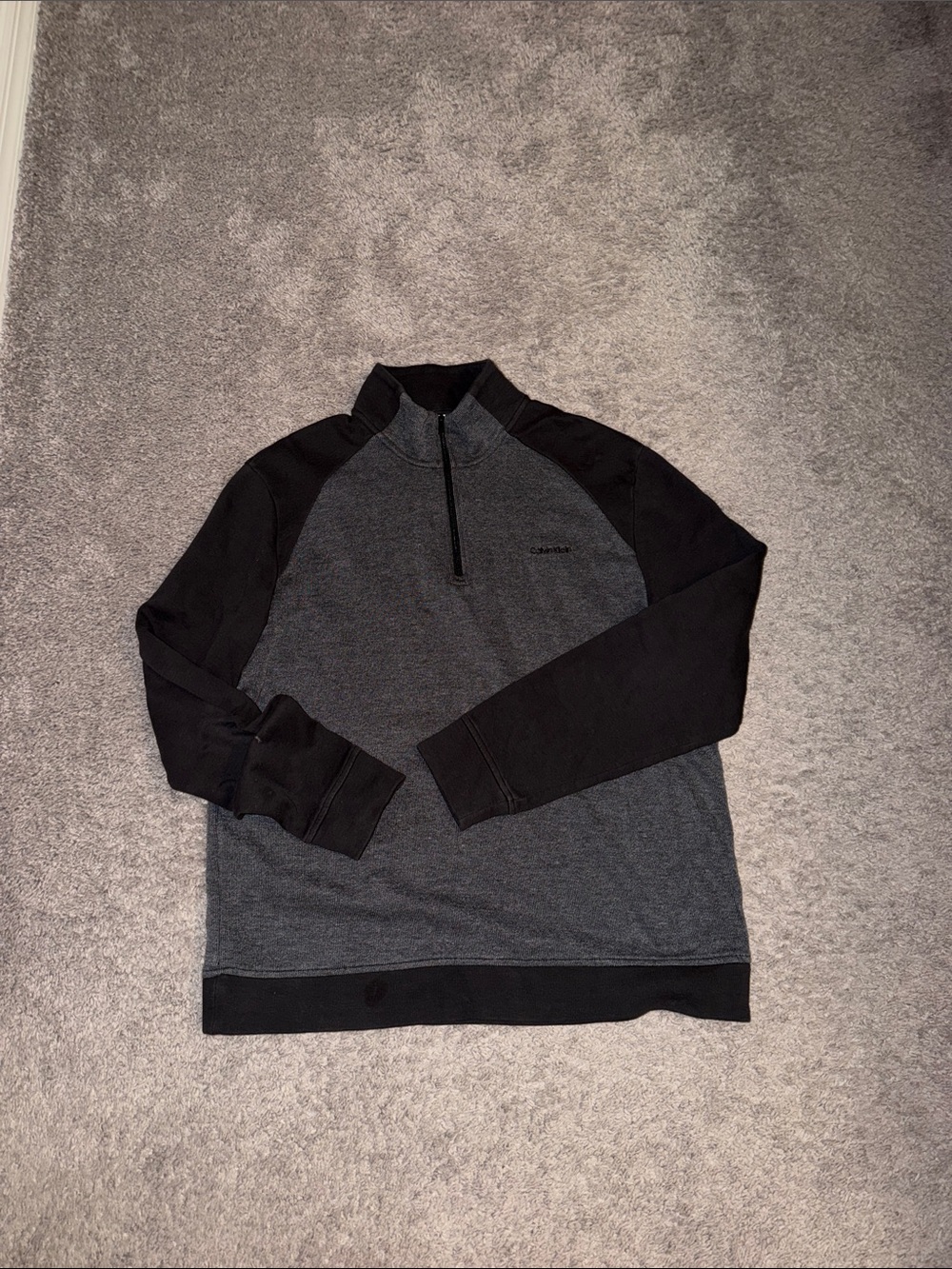Calvin Klein Charcoal Gray and Black Half-Zip Pullover